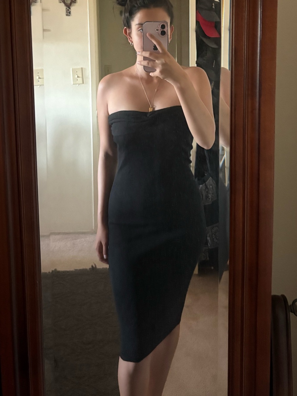 Forever 21 Strapless Black Bodycon Midi Dress